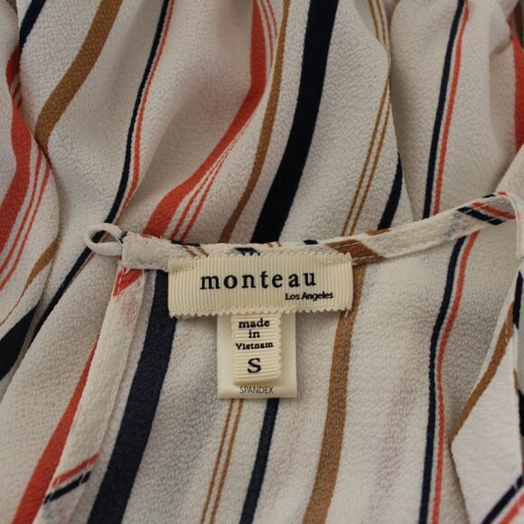 Monteau Blouse Striped Tie Back Classic Size Small Pre-Loved Good Condition - Picture 12 of 14